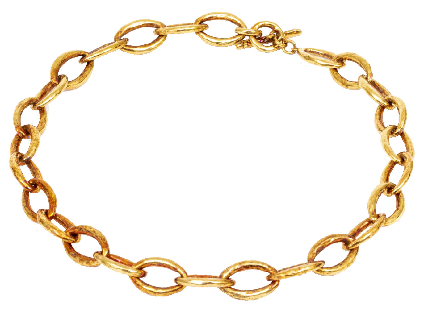 an Ippolita 18k Yellow Gold Hammered Open Link Chunky Chain Necklace With A Toggle Clasp